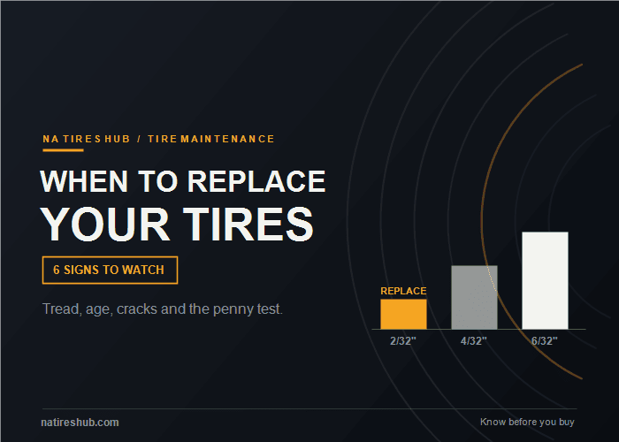 Tread-depth bar gauge showing tires should be replaced at 2/32 inch