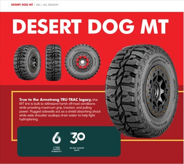 Armstrong DESERT DOG M/T 80PSI 35X12.50R20LT tire