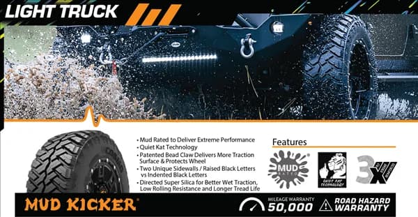 33X12.50R20 COSMO MUD KICKER BW M/T 119Q 12PLY M+S 80psi tire