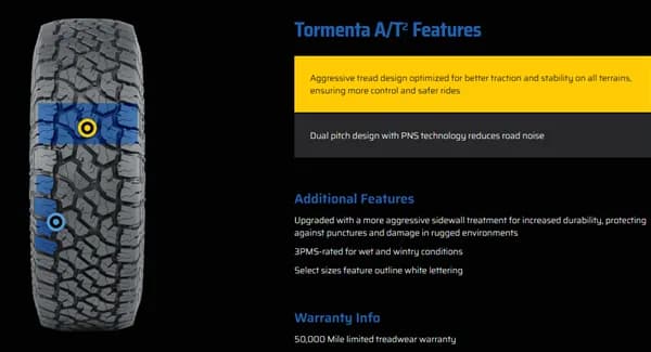 LT245/70R17 FORTUNE TORMENTA A/T2 119/116S 10PLY M+S 50K+ ROAD HAZARD tire