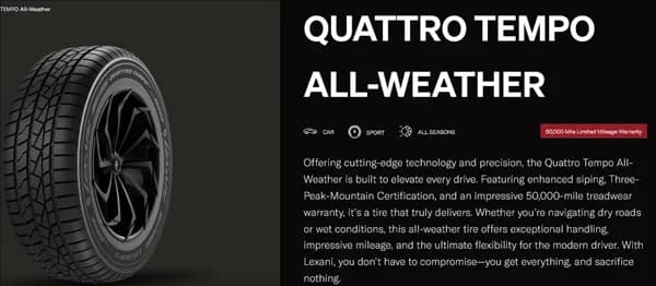 Lexani Quattro Tempo AW Blk P215/65R17 tire