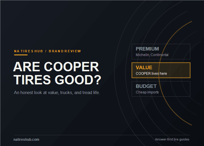 Cooper tires sit in the value tier of the tire market, between premium and budget brands