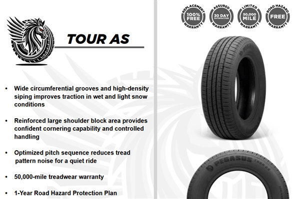 245/60R18 PEGASUS HTX A/S 105H 560 A A 50K+ ROAD HAZARD tire 1