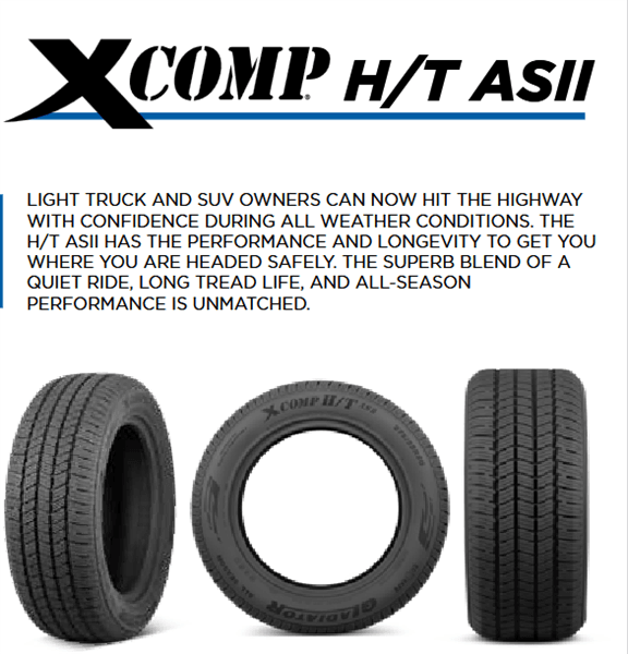 275/55R20 GLADIATOR X COMP H/T ASII 117T XL 500 A-A 60K + ROAD HAZARD tire