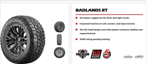 Mastertrack BADLANDS R/T 35X12.50R24LT tire