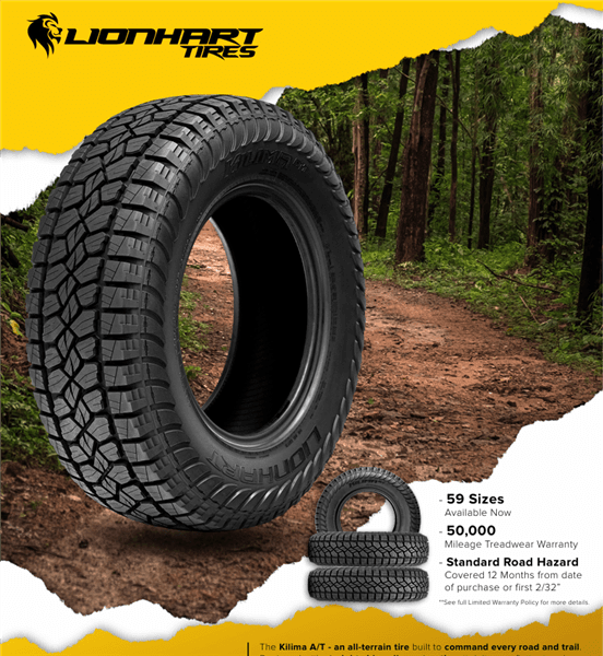 P245/75R16 LIONHART KILIMA A/T 111T BLK 600A-A 50K + ROAD HAZARD