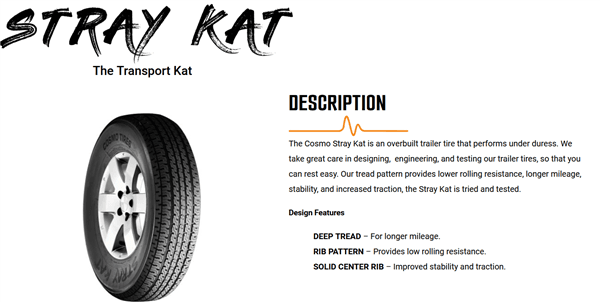 ST175/80R13 COSMO STRAY KAT TRAILER 91/87L 6PLY 1