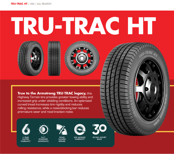 235/65R17 ARMSTRONG TRU-TRAC H/T 108V XL M+S 440-A-A 65K + ROAD HAZARD thumbnail 1