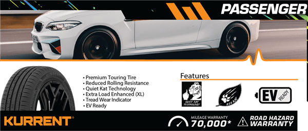 205/55R16 COSMO KURRENT EV 94V XL BW M+S 600A-A 70K+ ROAD HAZARD **EV TIRE**