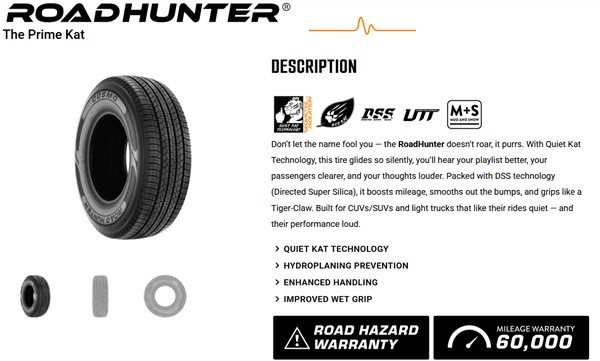 255/55R20 COSMO ROAD HUNTER 110H XL M+S 560A-A 60K + ROAD HAZARD