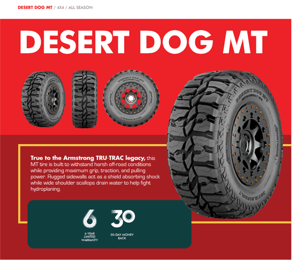 35X12.50R18LT ARMSTRONG DESERT DOG M/T 128Q 12PLY 80psi thumbnail 1
